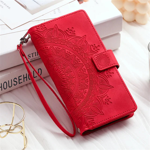 Leather Flip Case For Samsung Galaxy  Card Wallet Embossing Phone Bag