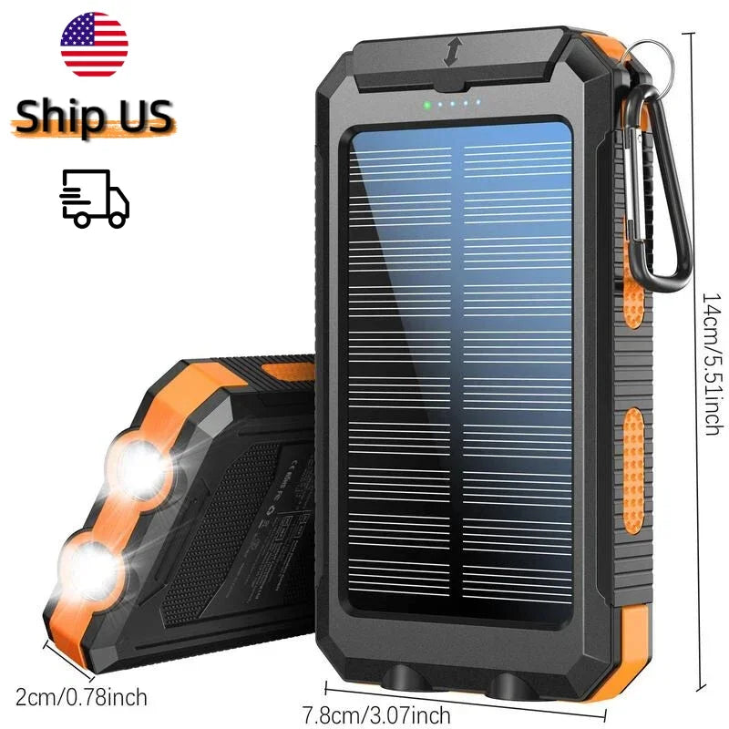 Outdoor Power Non-Stop: 10000mAh Solar Power Bank Fast Charge Bright