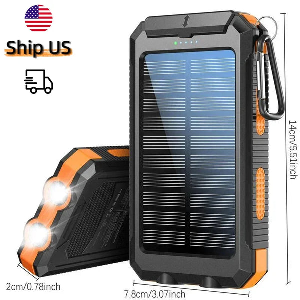 Outdoor Power Non-Stop: 10000mAh Solar Power Bank Fast Charge Bright