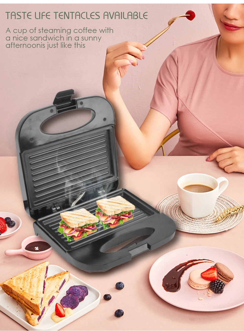 10 in 1 New Sandwich Maker Non-stick Coating 800w Easy Clean for Home Baking Breakfast Bread
