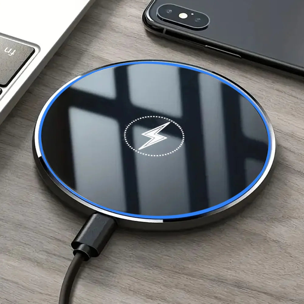 Desktop Wireless Charger LED Light Pad For iPhone 17 16 15 14 13 12 Pro Max Airpods Pro Fast Charging Station For Samsung Xiaomi