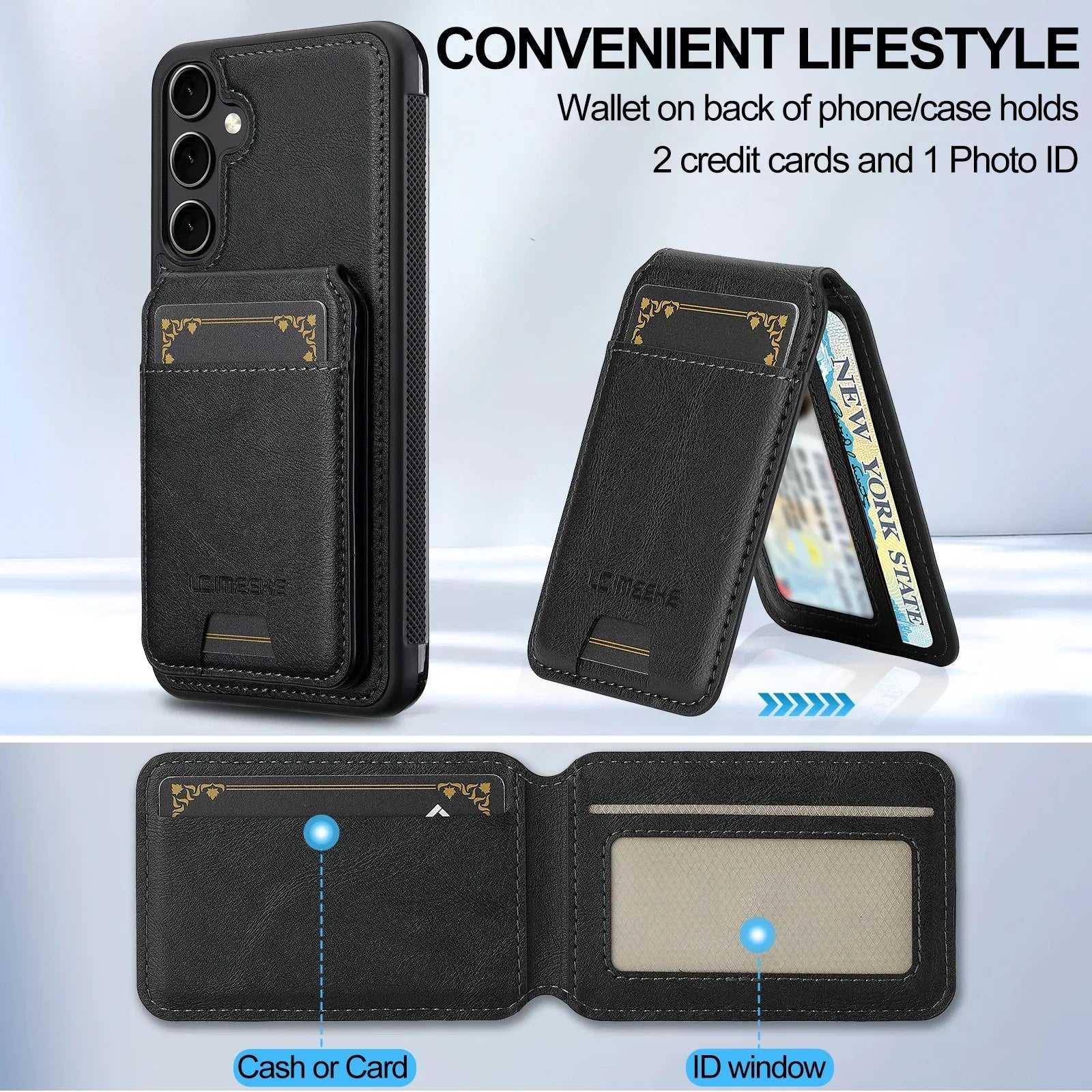 Detachable Leather Case For Samsung Galaxy Card Wallet Phone Bag