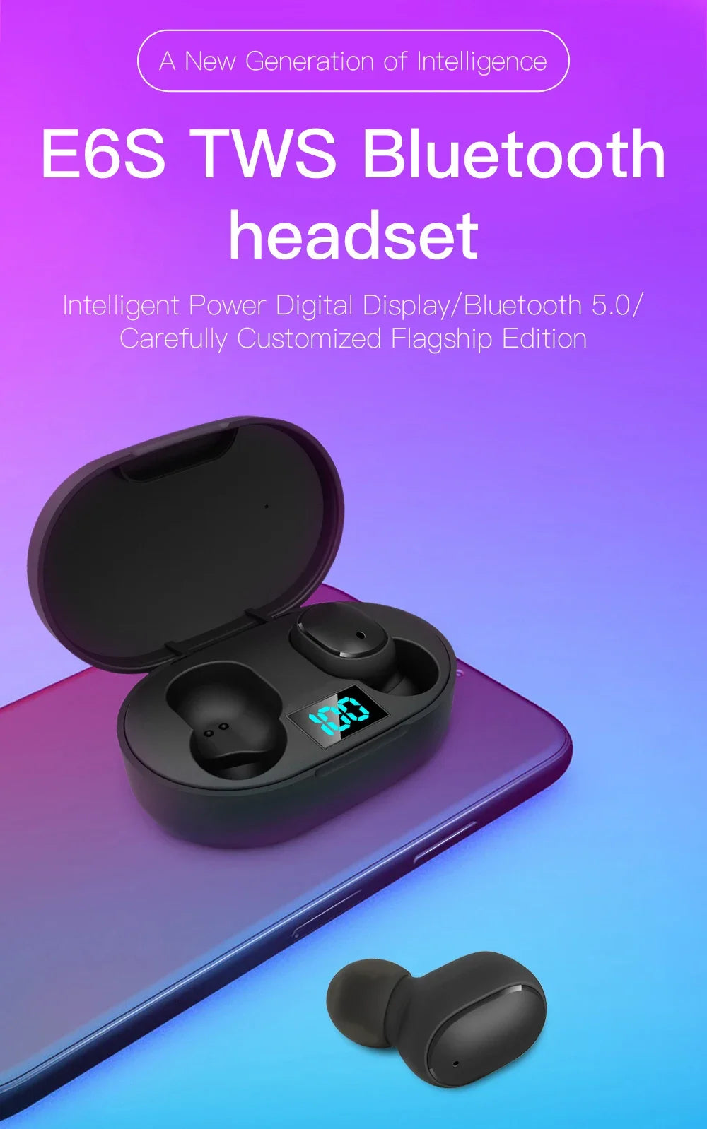 E6S TWS Wireless Headphones Sports Waterproof Bluetooth 5.0 Earphone