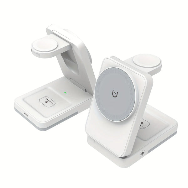 LED Light Wireless Charger Stand 3 in 1 Foldable For iPhone Watch Charging Station