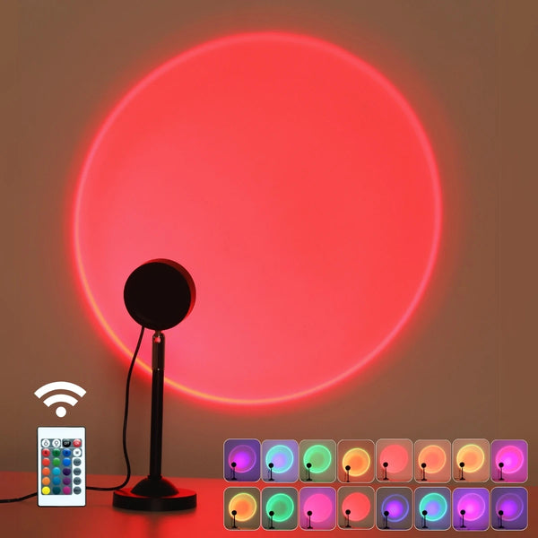 1pc 16 color LED sunset projection light, remote control, USB power supply light