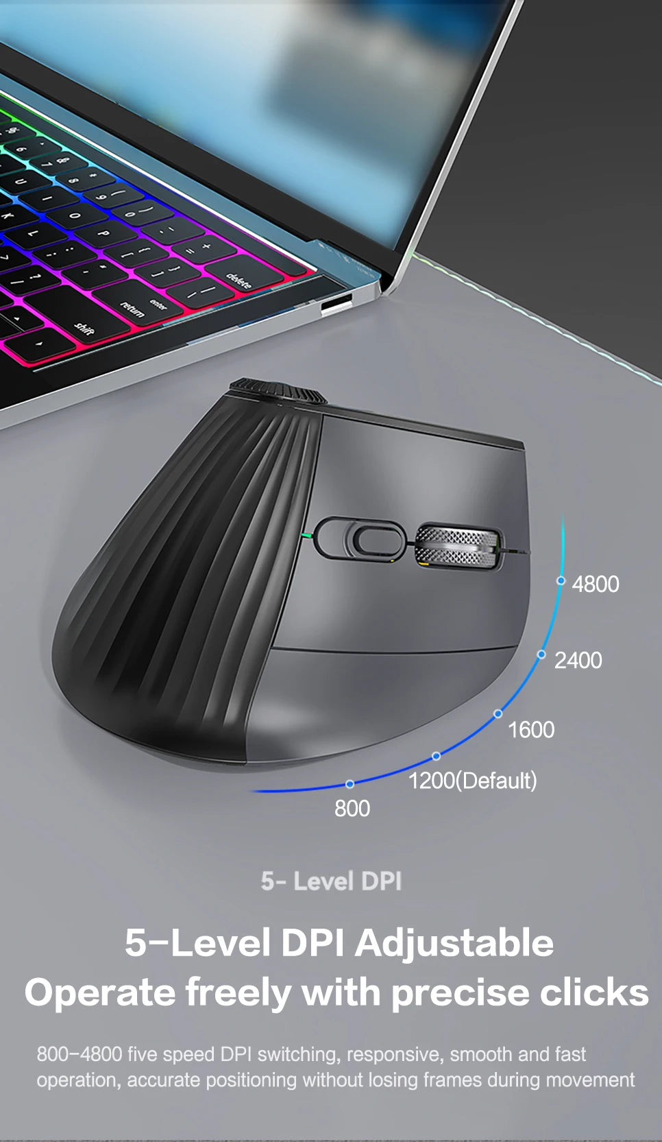 Jomaa RGB Backlit Speed Roller Wireless Vertical Mouse with Function Adjustment