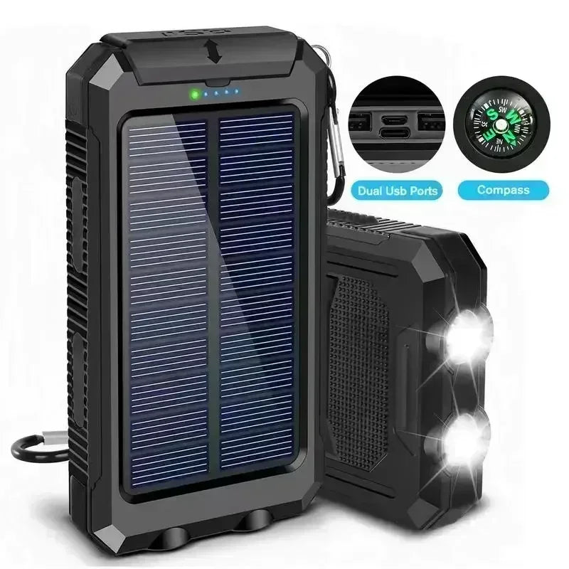 Outdoor Power Non-Stop: 10000mAh Solar Power Bank Fast Charge Bright