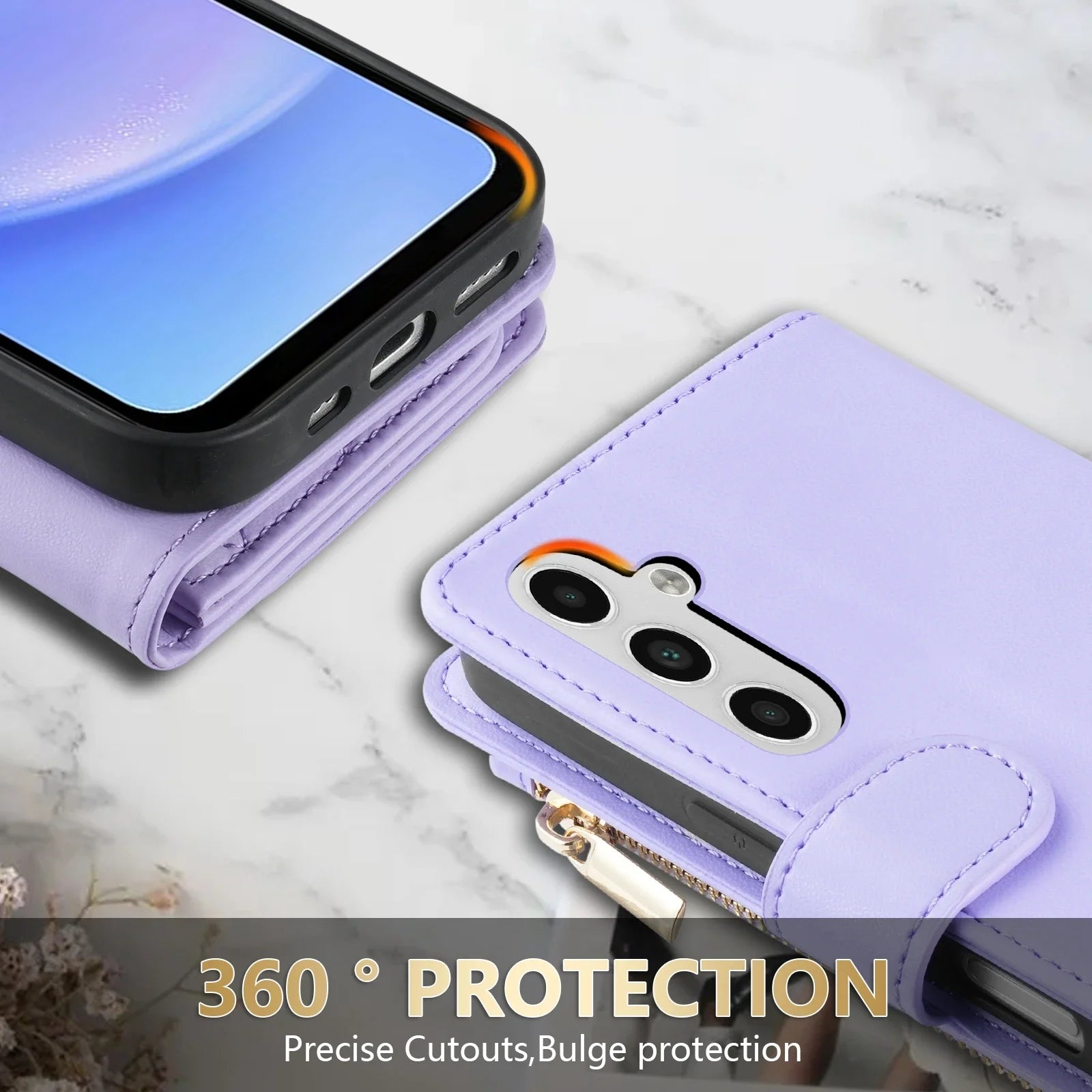 Wallet Small Fragrance Zipper Cardslot Kickstand Magnetic Flip Leather Case