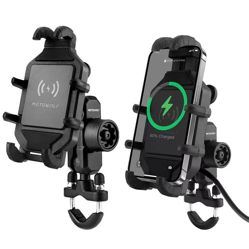 Motorcycle Wireless Charging Phone Holder Cradle 3.0 Quick Charger GPS Moto