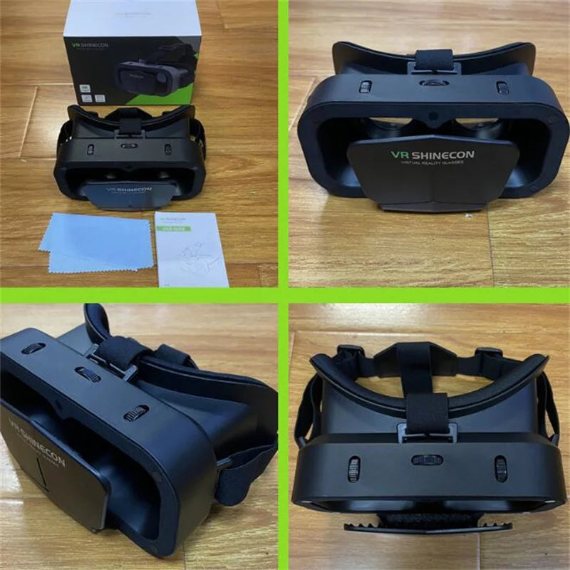 VR Glasses 3D Virtual Reality Box G10 IMAX Giant Screen Google Cardboard Helmet for 4.7-7inch Smartphone Matching Joystick