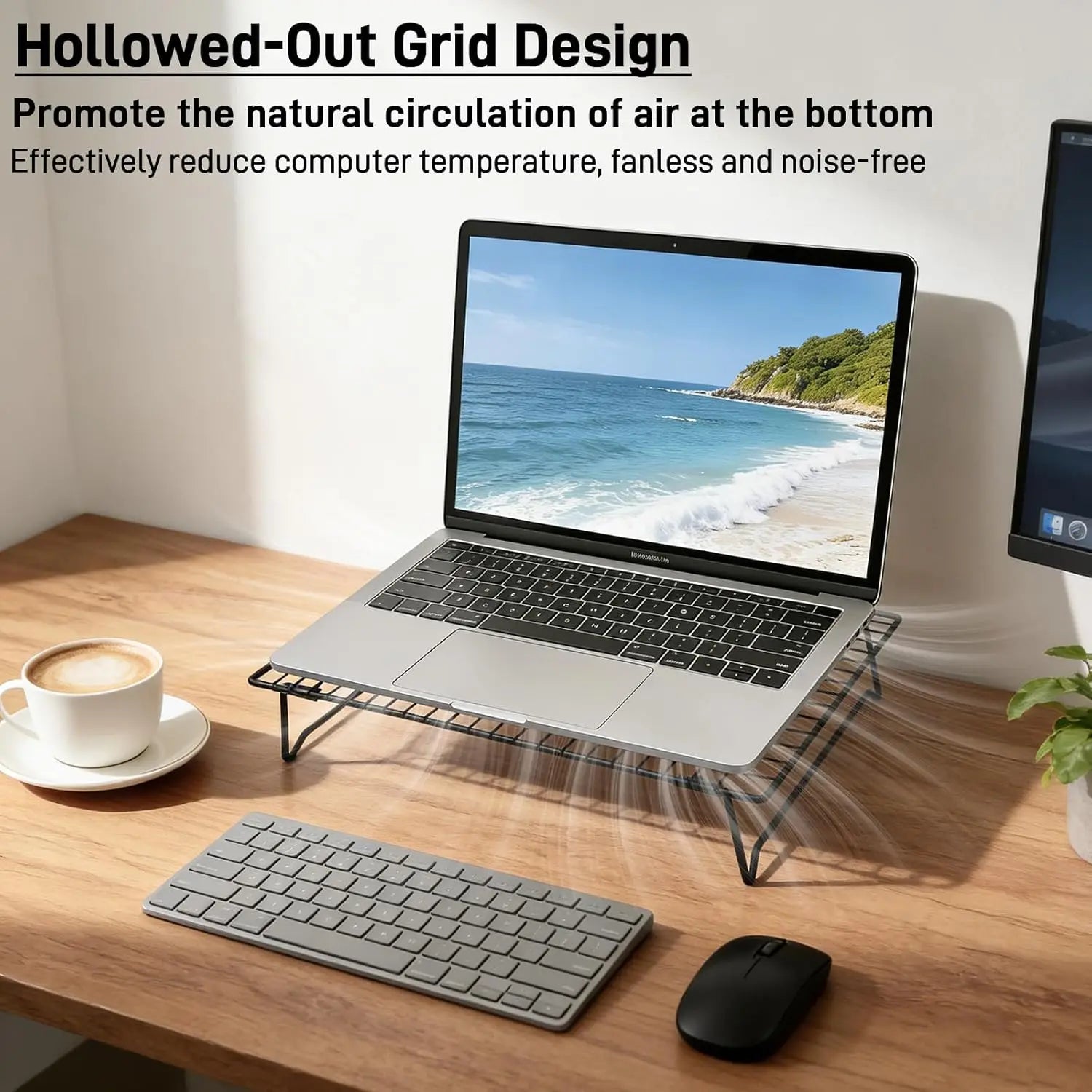 Laptop Cooling Pad Stand with Mesh, Height Adjustable Metal Laptop