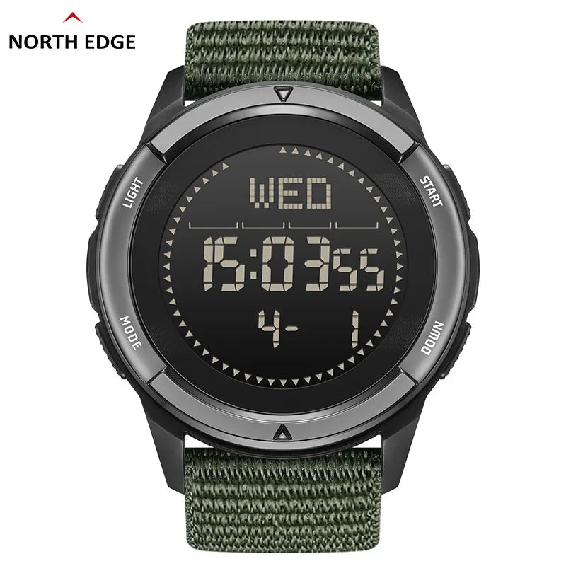 NORTH EDGE ALPS Men's Carbon fiber Digital Watch Shock Militray Sports Super Light Outdoor Compass Waterproof 50M Wristwatches