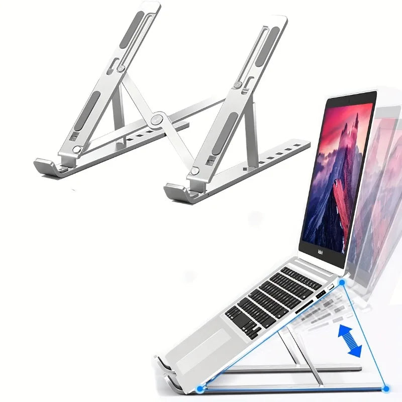 White Adjustable Laptop Stand  Desktop Holder Foldable Portable Bracket