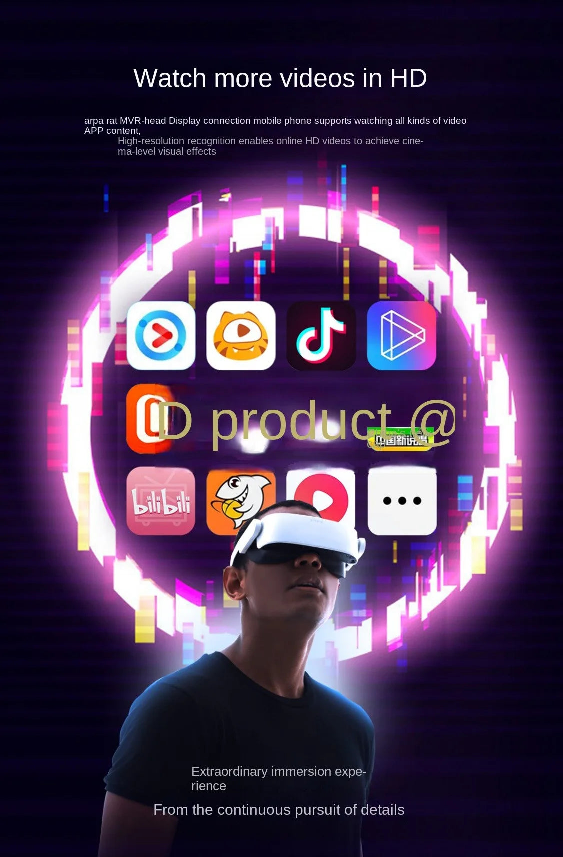 Arpara 5K VR Glasses 3D Large Screen Watching Movies Suit Smart Phone And Computer VR Helmet Lite Version Retina Viewing Steam