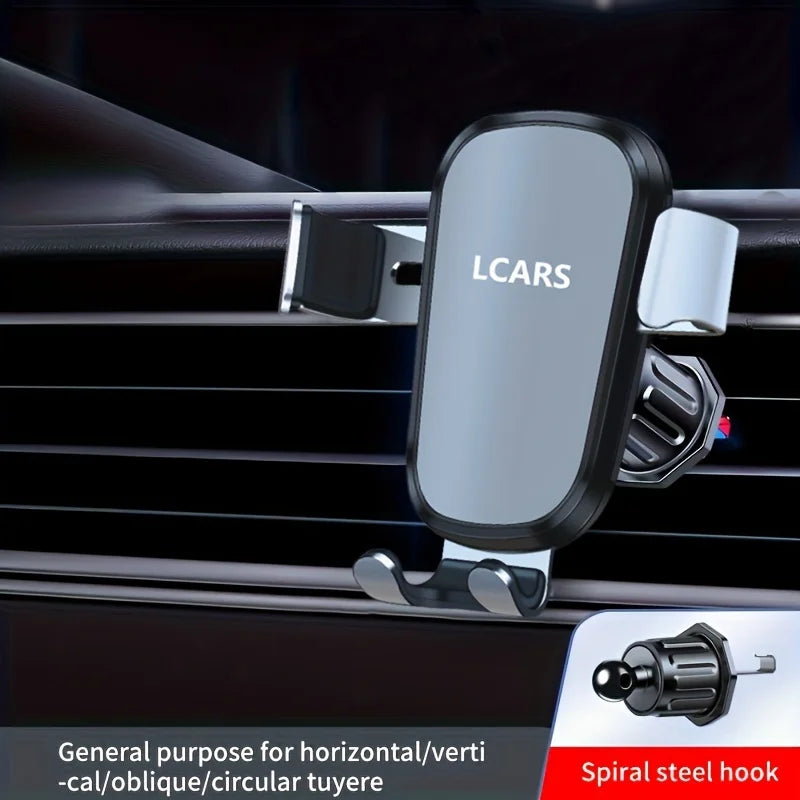 Lcars Car Phone Holder, Car Air Vent Clip Spiral Hook, Aluminum Alloy Panel Anti-Shake, Multifunctional Universal In-Car Navigation Phone Stand