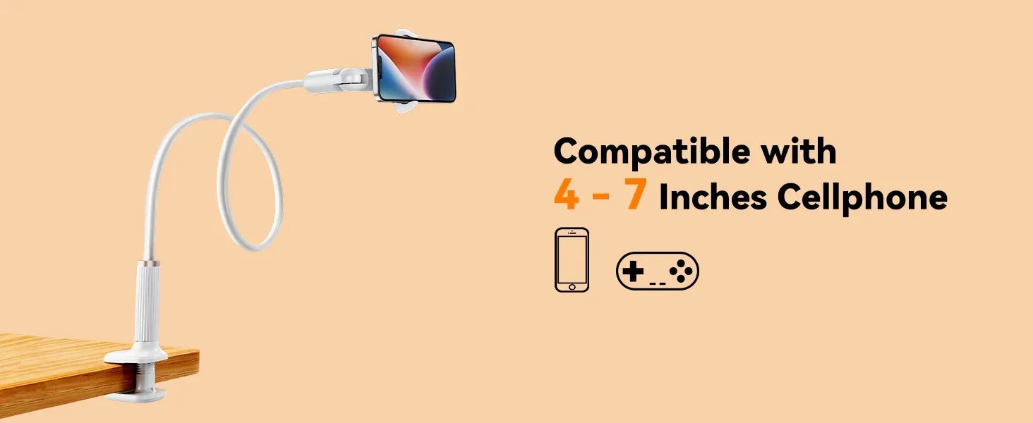 Eary Gooseneck Phone Holder for Bed Cell Phone Mount Clamp Clip Flexible Device