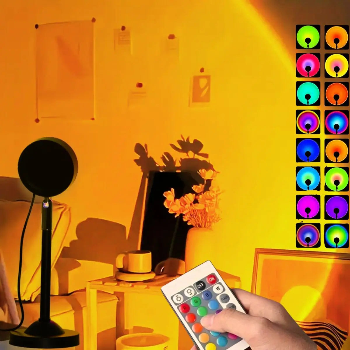 1pc 16 color LED sunset projection light, remote control, USB power supply light