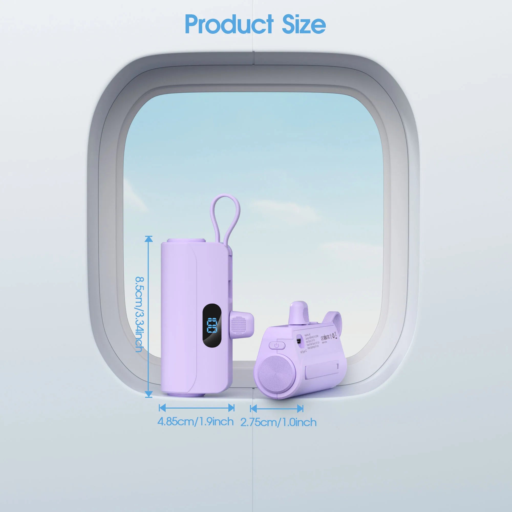 Mini Portable Charger with Built in Lightning port Type-C Cable, Foldable Stand,