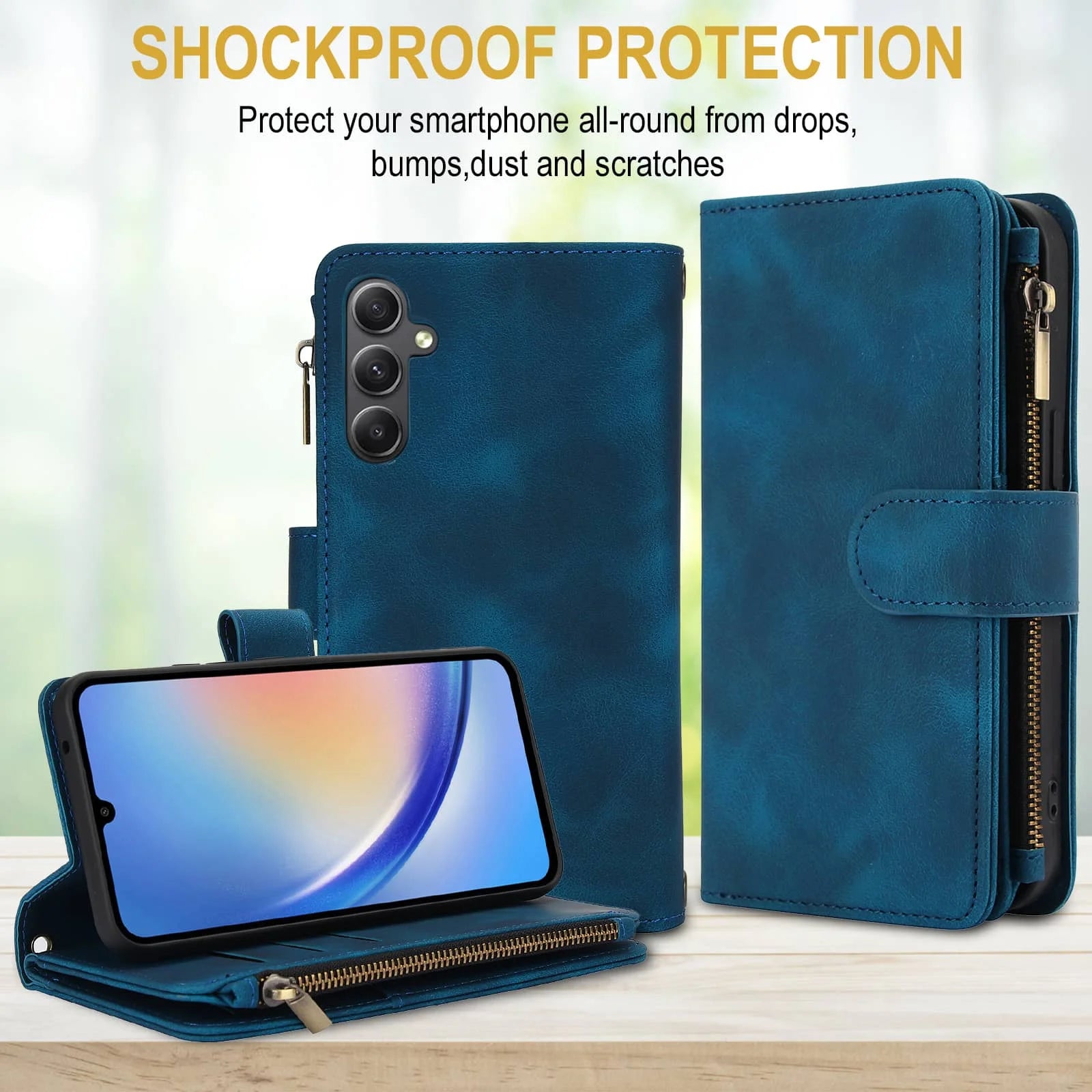 for Samsung Galaxy Case Wallet, Durable Leather Magnetic Buckle Flip Card Holder