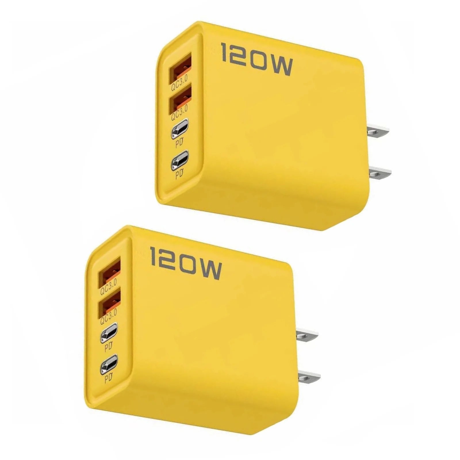 2PCS Universal 4-Port USB-C Fast Charge Mobile Phone Adapter Quick Wall Charger