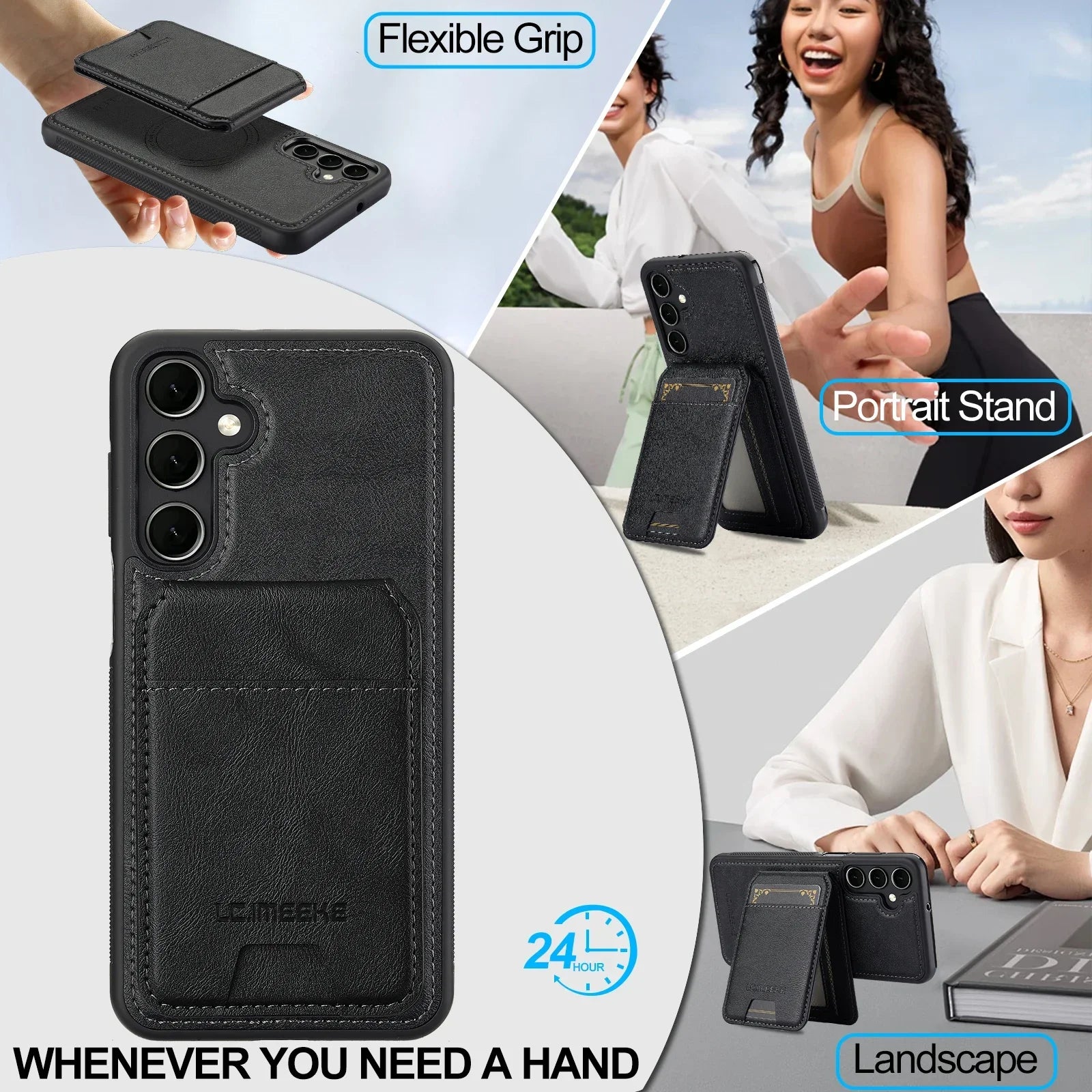 Detachable Leather Case For Samsung Galaxy Card Wallet Phone Bag