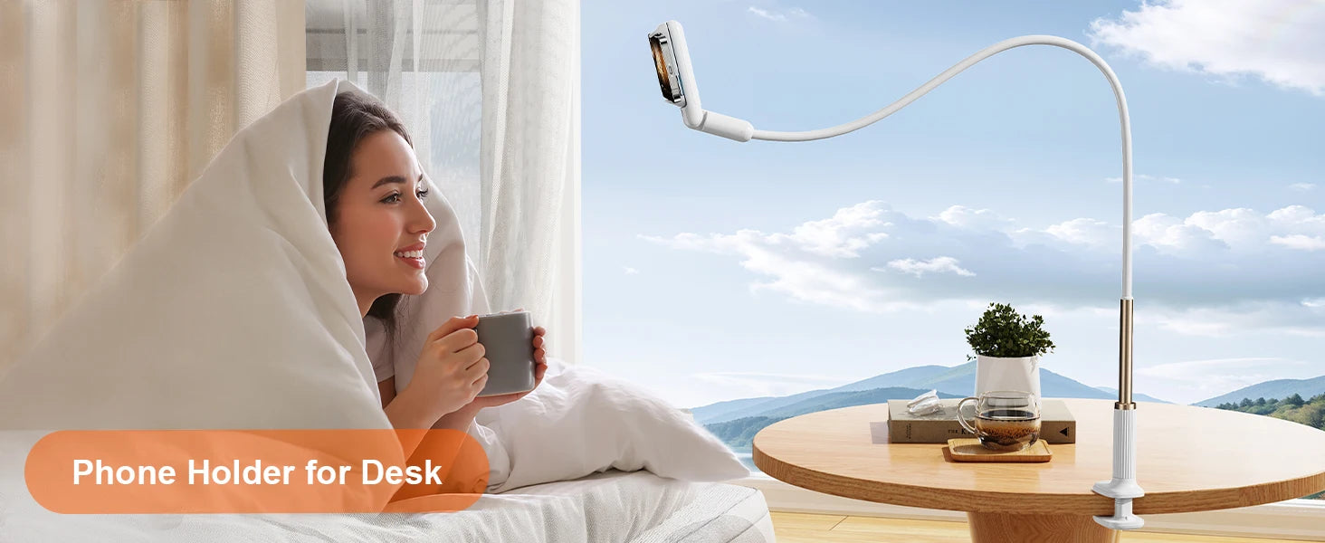 Eary Gooseneck Phone Holder for Bed Cell Phone Mount Clamp Clip Flexible Device