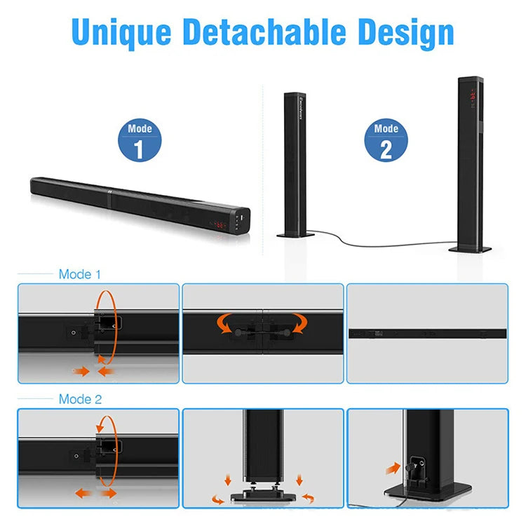 Bluetooth Speaker 5.0 Home Theater System 3D Surround Sound Bar Remote