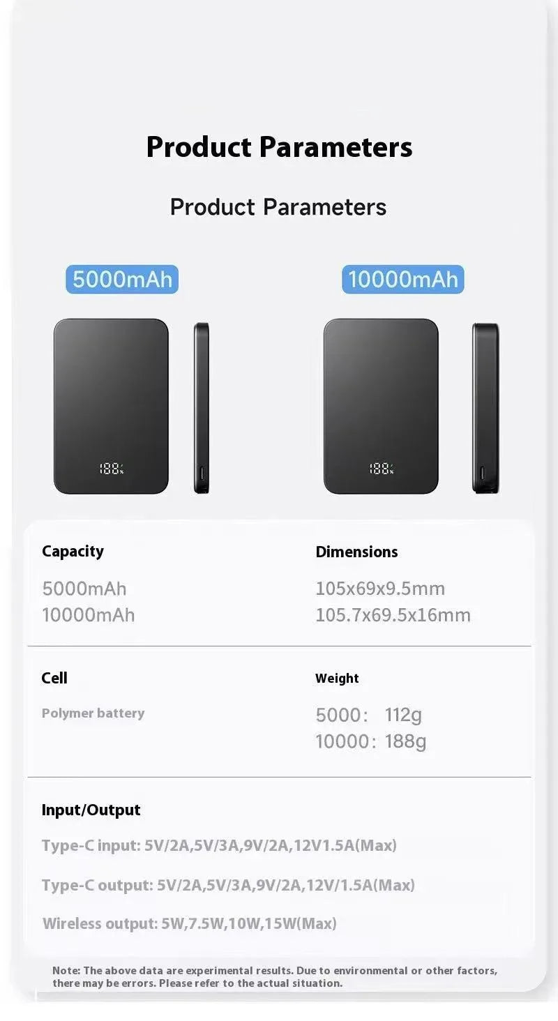 Magnetic Wireless Power Bank Fast Charging Portable External Battery