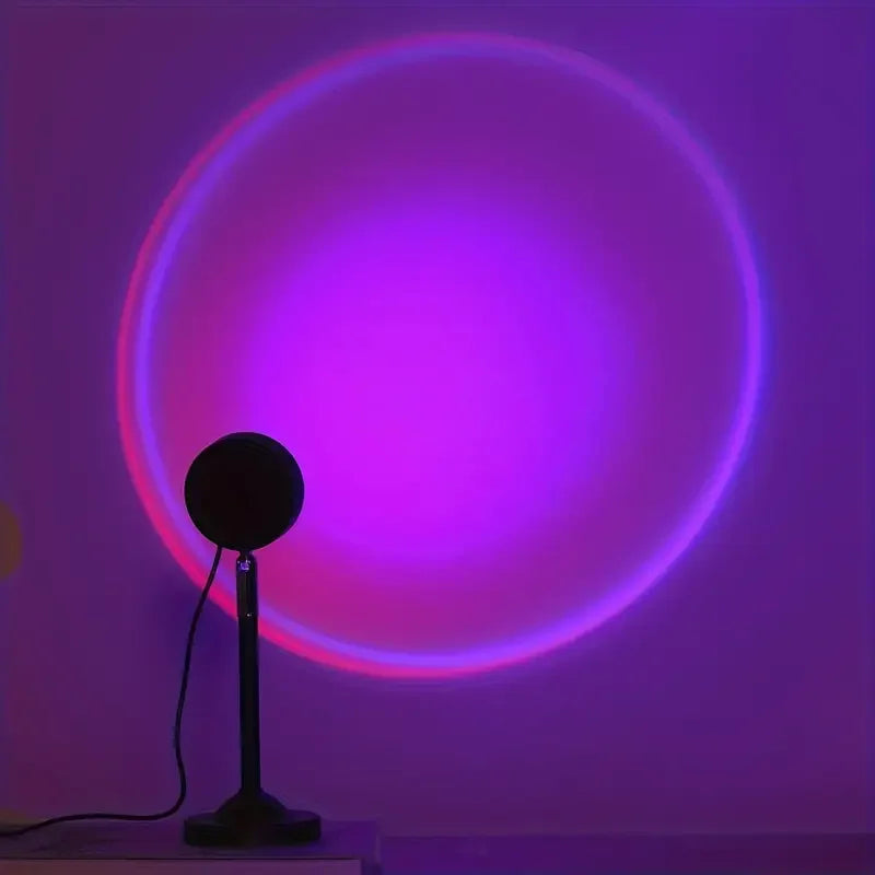 USB-powered sunset projection light, 16 color options, 360° rotating night light
