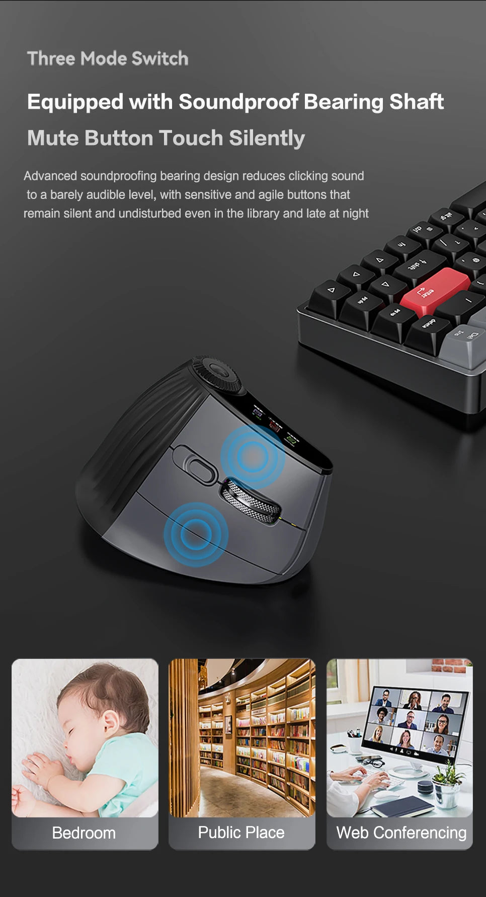 Jomaa RGB Backlit Speed Roller Wireless Vertical Mouse with Function Adjustment