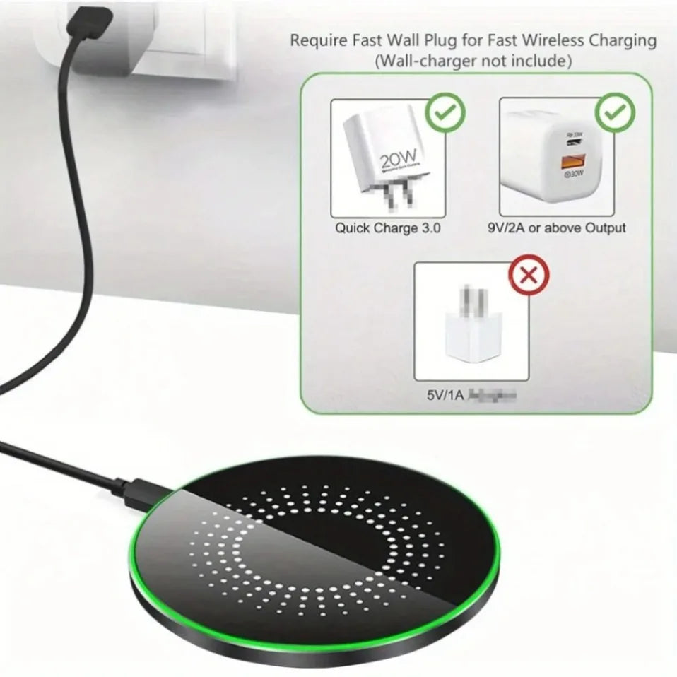 Desktop Wireless Charger LED Light Pad For iPhone 17 16 15 14 13 12 Pro Max Airpods Pro Fast Charging Station For Samsung Xiaomi