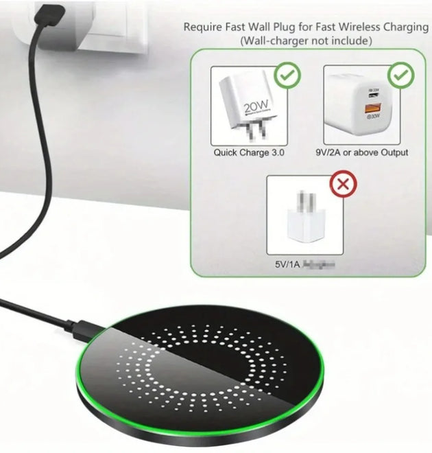 Desktop Wireless Charger LED Light Pad For iPhone 17 16 15 14 13 12 Pro Max Airpods Pro Fast Charging Station For Samsung Xiaomi