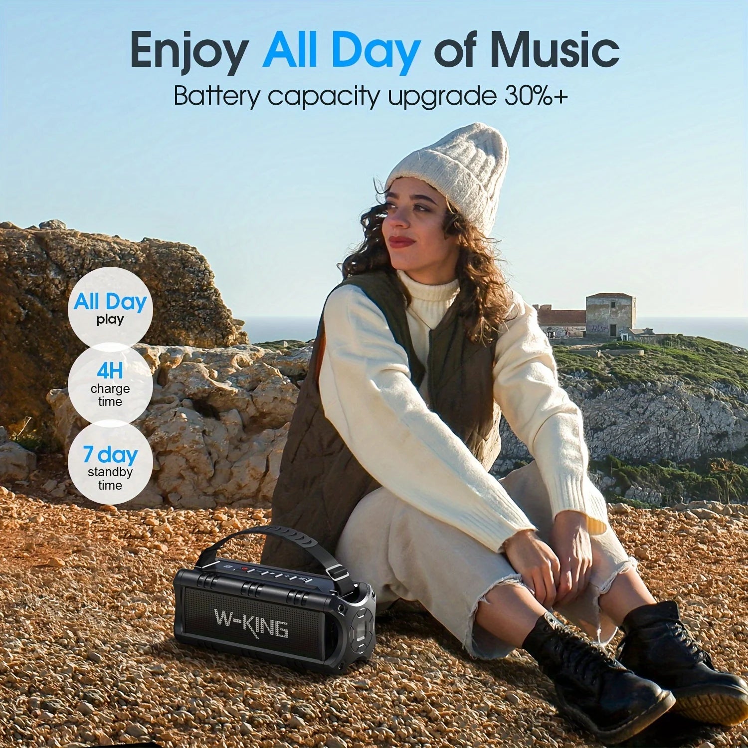 W-KING D8mini-1 Bluetooth Speaker, 30W Portable Wireless Loud Speakers