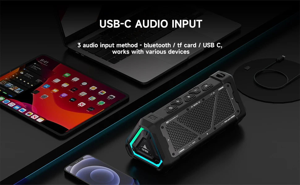 Bluetooth Speaker 40W Output Power Bluetooth 5.3 Speaker Stereo RGB Light