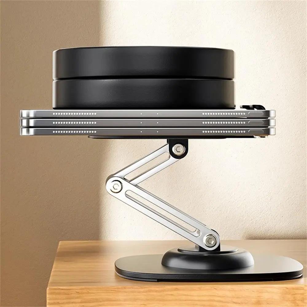 Aluminum Alloy Foldable Desktop Phone Stand with 360° Rotating Metal Base