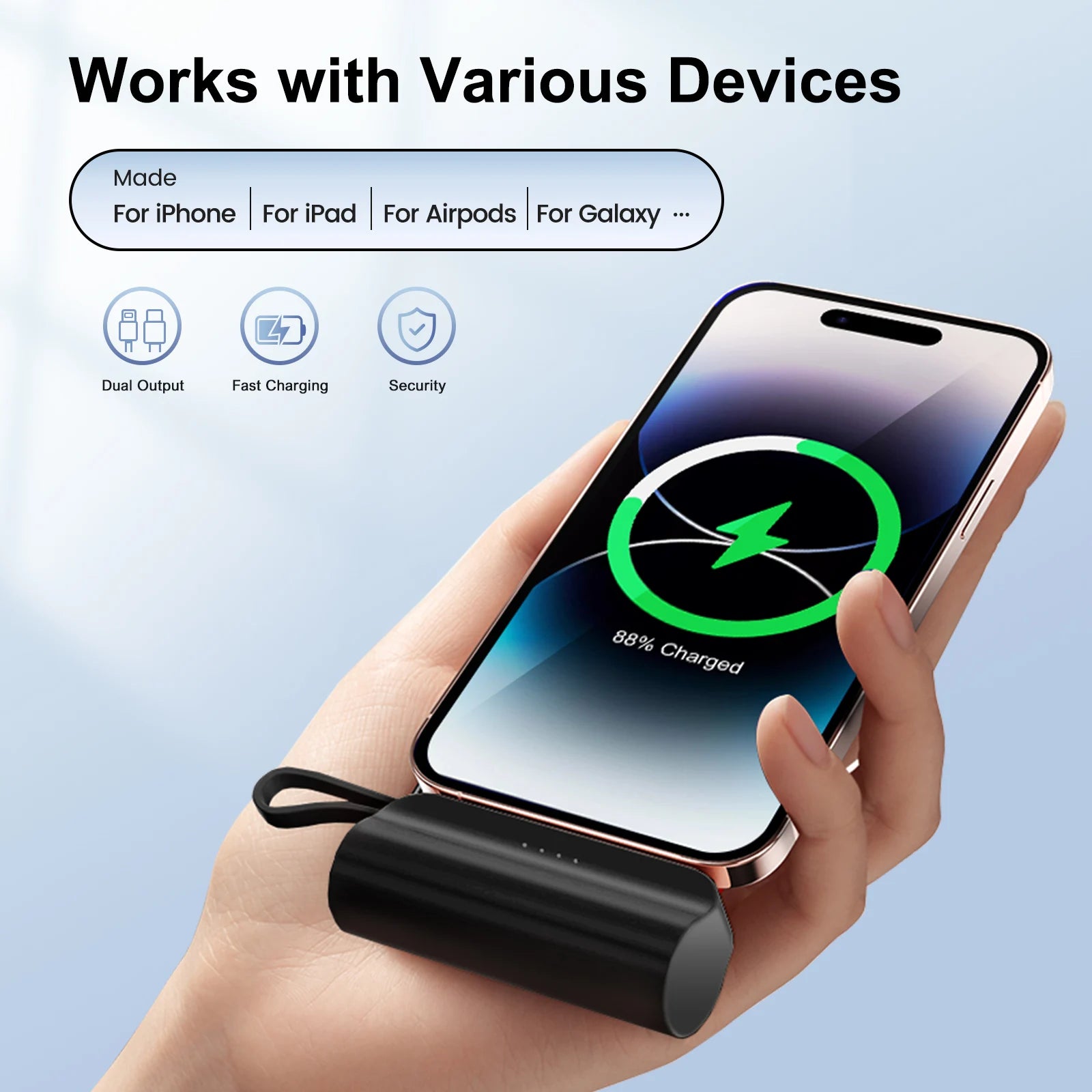 Mini Power Bank Portable 4500mAh Power Phone Charger Capsule Dual USB