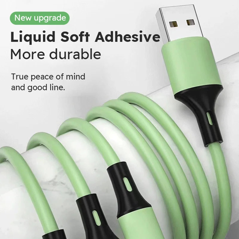 3 In 1  Silica gel USB Cable  Fast Charging Data Multi Port Multiple Charging Wire