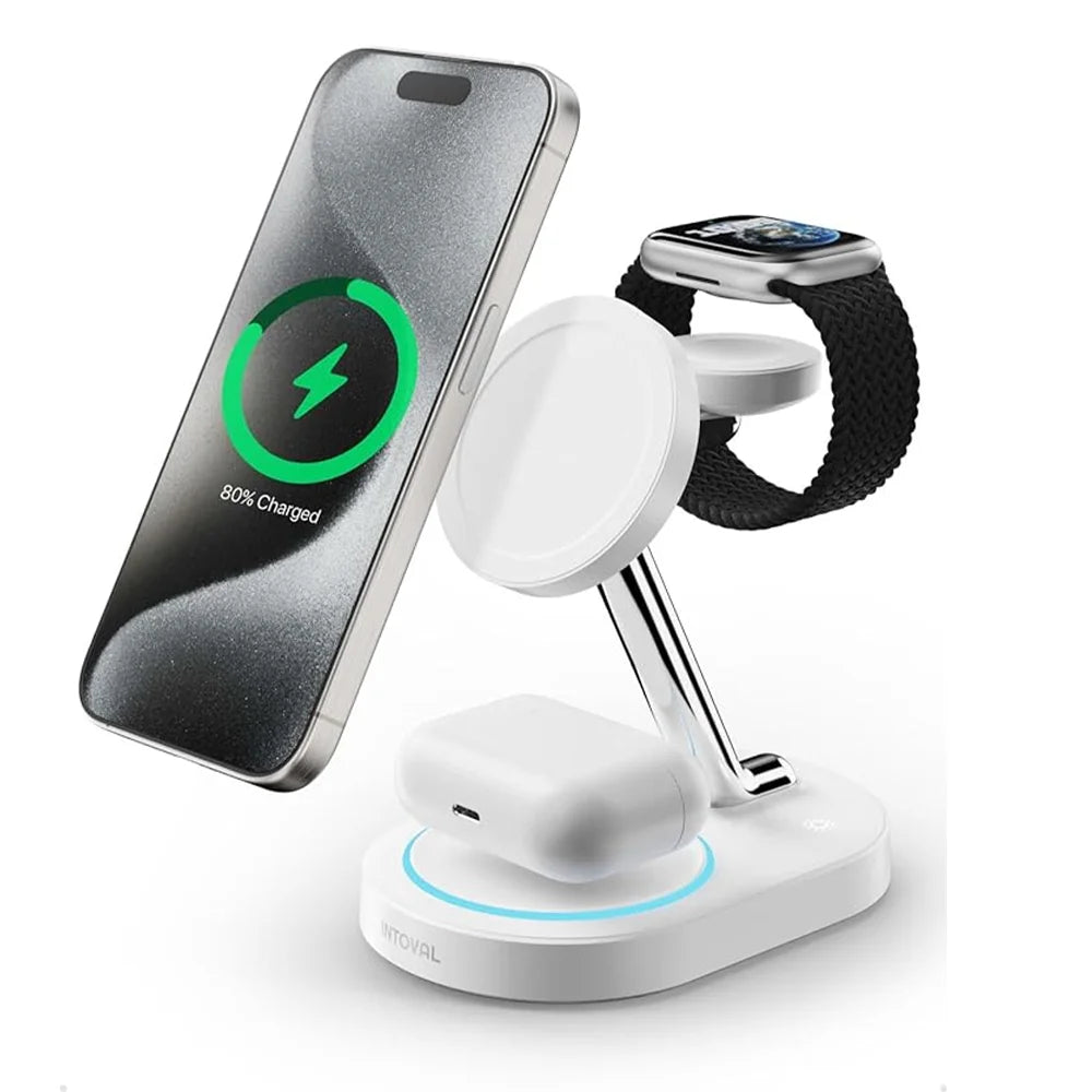 3 In 1 Magnetic Wireless Charger Stand For iPhone 17 16 15 14 13 Pro Max Apple Watch 9 8 7 Airpods Induction USB Fast Charging S