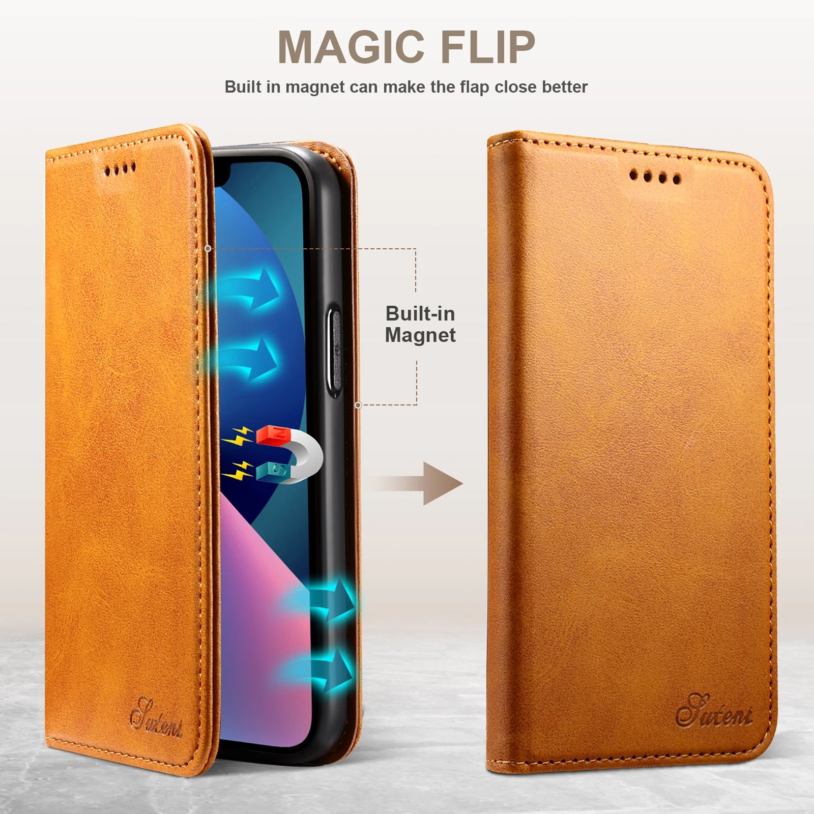 SUTENI Faux Leather Wallet Phone Case Cover Flip For iPhone Pro Max Plus Mini