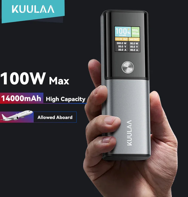 KUULAA 100W Power Bank 14000mAh Portable Charger External Battery PowerBank for Macbook for iPad Laptop Notbook Fast Charging PD
