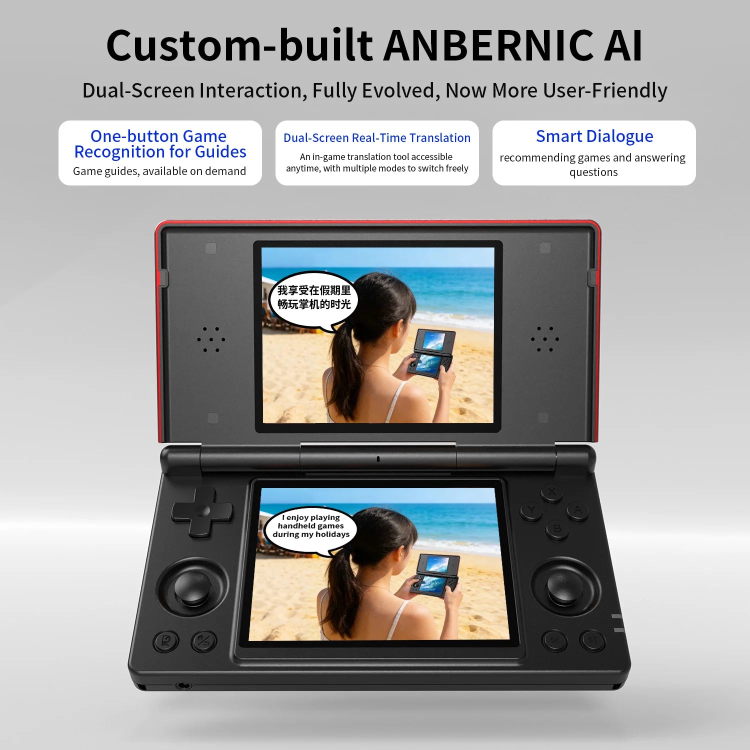 Anbernic RG DS Flip Handheld Game Console 4" IPS Dual Screen Android/Linux Dual OS 4000mAh Video Games RixelHK Wifi Streaming AI
