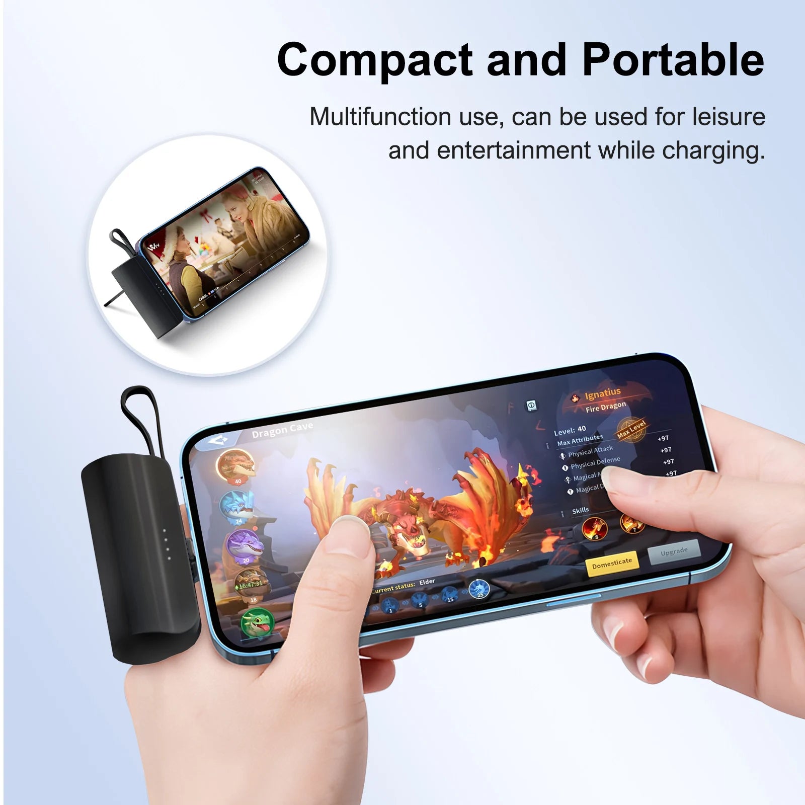 Mini Power Bank Portable 4500mAh Power Phone Charger Capsule Dual USB