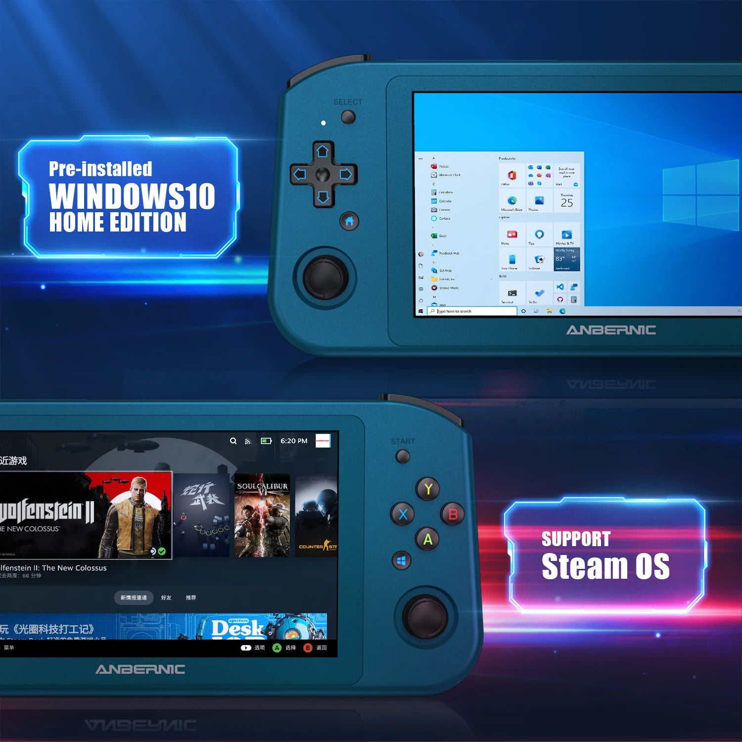 ANBERNIC Win600 PC Games Handheld AMD 3020e/3050e 5.94 Inch IPS Screen Office Video Game Console Windows 10 WiFi5  Pocket Laptop