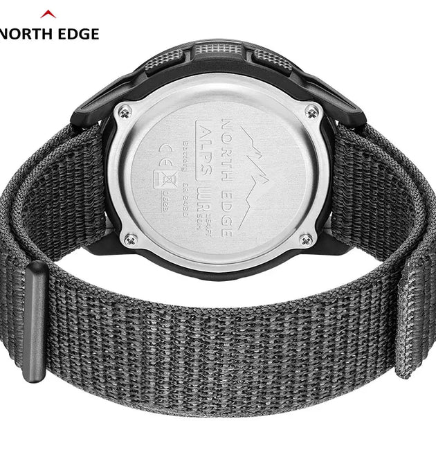 NORTH EDGE ALPS Men's Carbon fiber Digital Watch Shock Militray Sports Super Light Outdoor Compass Waterproof 50M Wristwatches