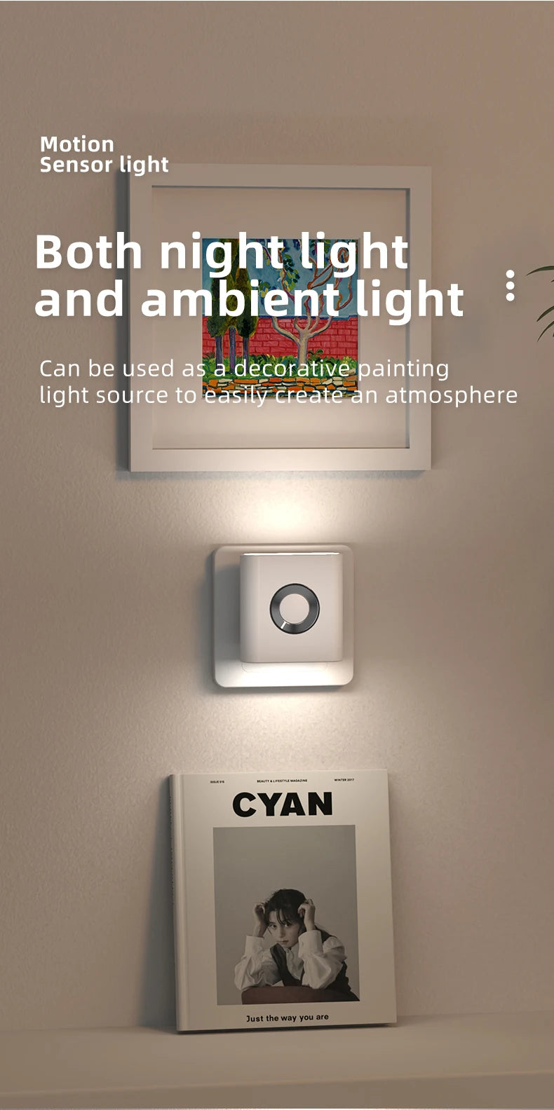 Motion Sensor Light LED Type C Rechargeable Wireless Night Light