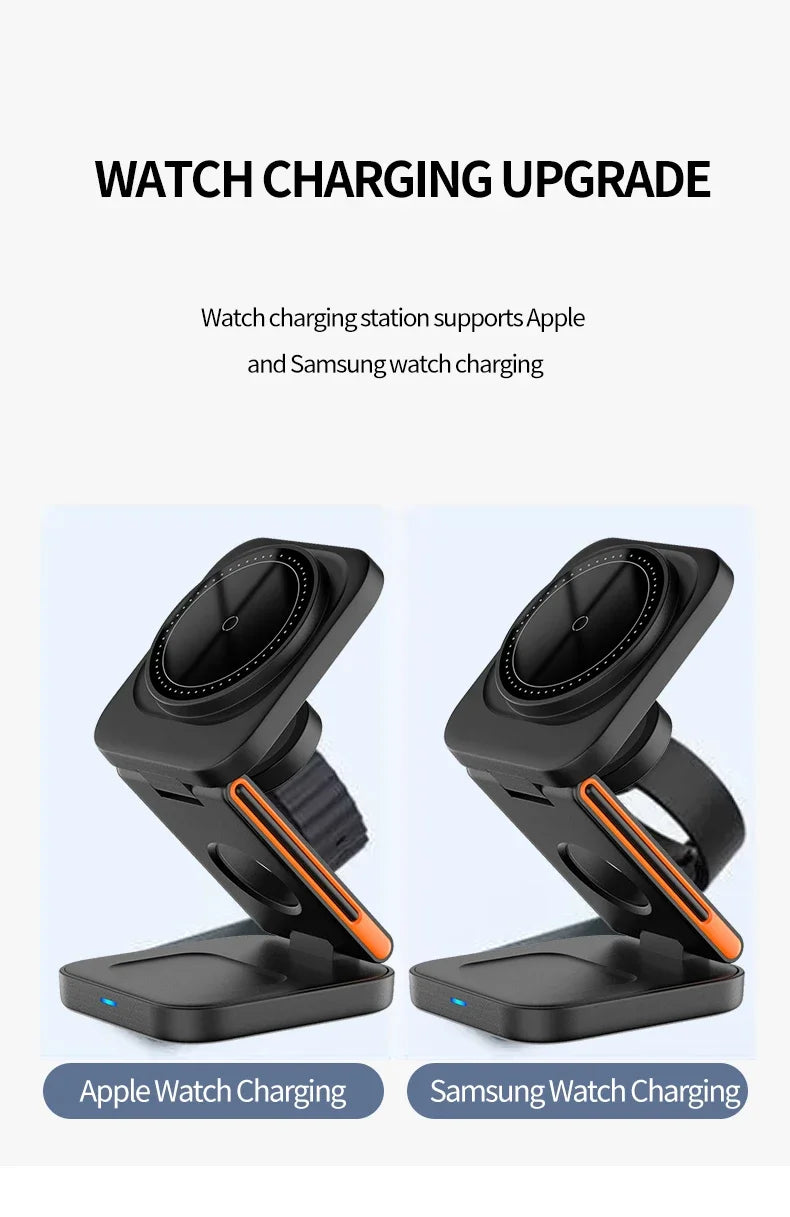 3 in 1 Foldable Charging Station Fast Magnetic Wireless Charger Stand