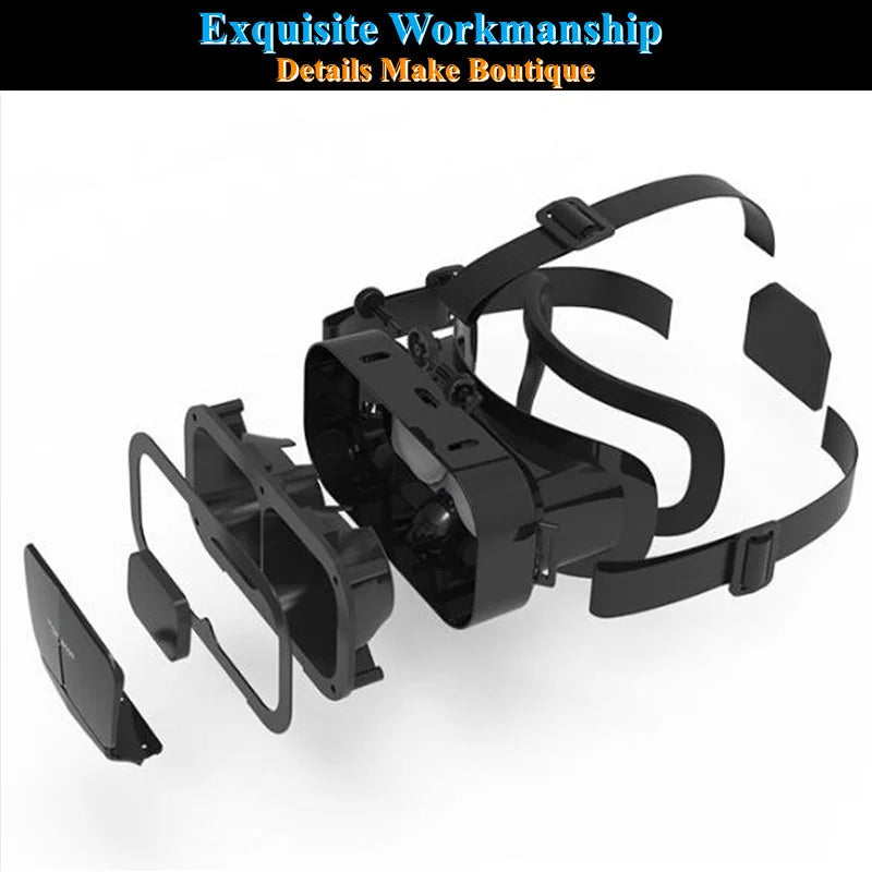 VR Glasses 3D Virtual Reality Box G10 IMAX Giant Screen Google Cardboard Helmet for 4.7-7inch Smartphone Matching Joystick
