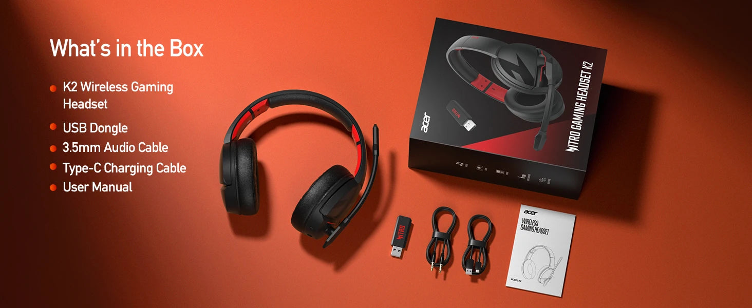 Acer Wireless Gaming Headset 2.4GHz Headset for Bluetooth 5.3 Gaming Mic
