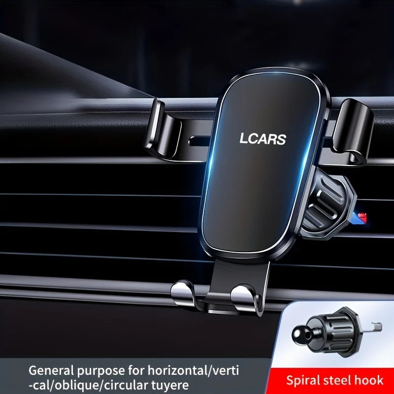 Lcars Car Phone Holder, Car Air Vent Clip Spiral Hook, Aluminum Alloy Panel Anti-Shake, Multifunctional Universal In-Car Navigation Phone Stand