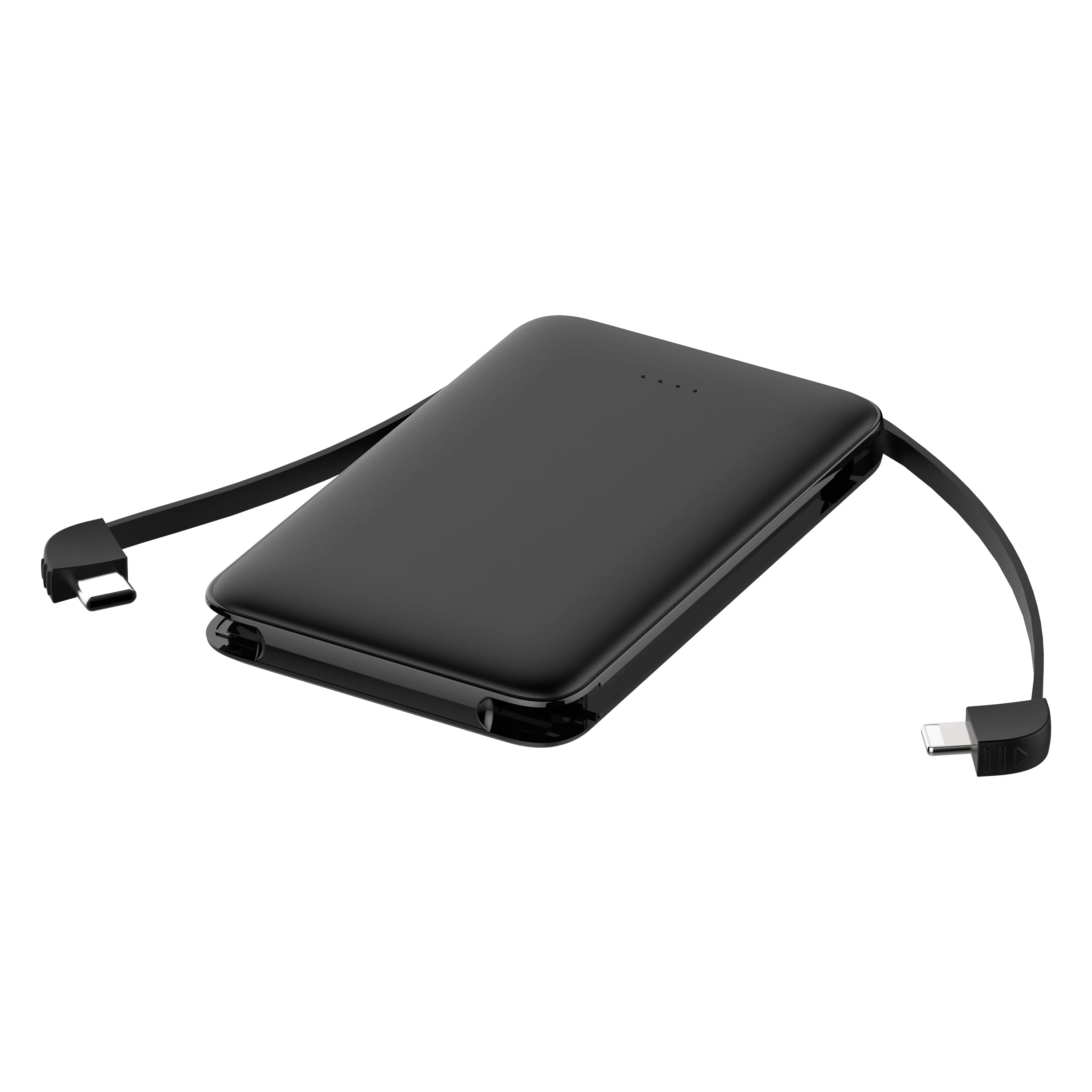 Ultra-thin Power Bank 5000mAh Built-in Cable Phone External Battery Powerbank